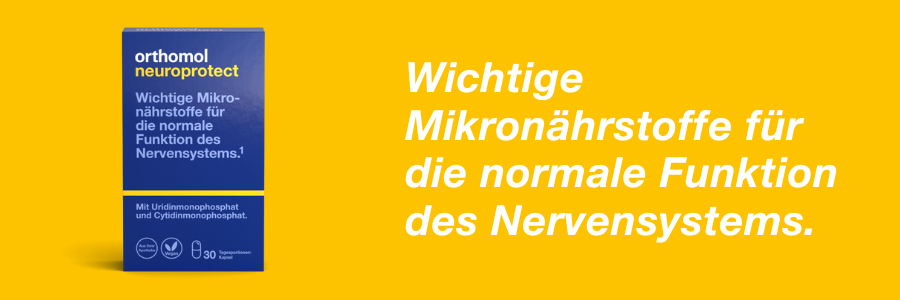 Orthomol neuro-Schachtel. Text: Wichtige Mikronährstoffe für die normale Funktion des Nervensystems. 90 Kapseln.